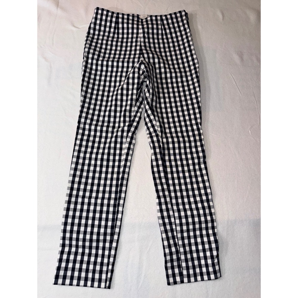 A New Day Gingham Ankle Pants Women's Size 6 Black White Stretch Side Zip